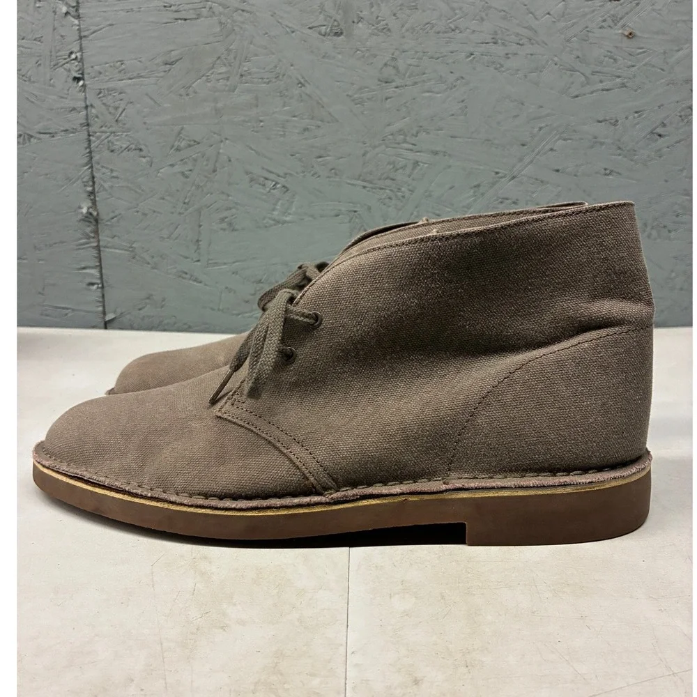 Clarks Bushacre Chukka Boots Mens 11.5 Brown Canvas Casual Ankle Desert Shoes